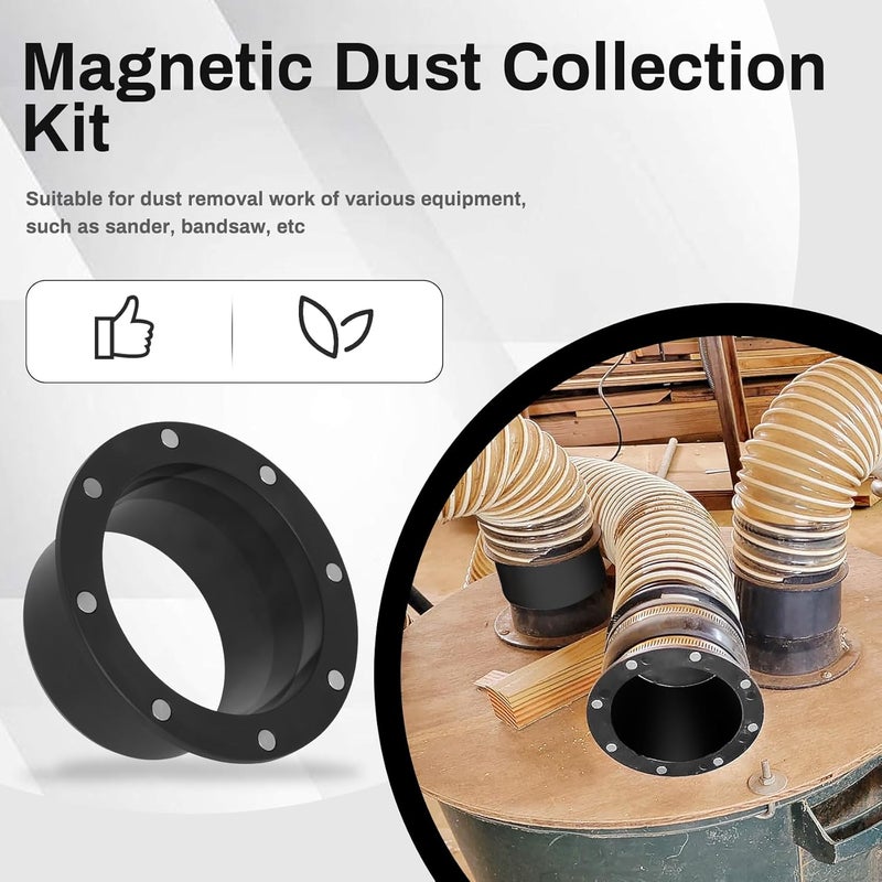 Senmy 4" Magnetic Dust Collection Fittings 7-pack with Quick Connect Magnetic Fittings for Dust Collectors, Efficiently Transfer Hoses Between Machines - Image 2